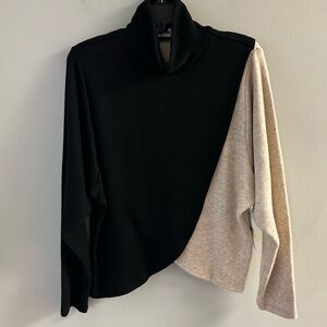 Karen Kane Black and Cream Cowl Neck Sweater